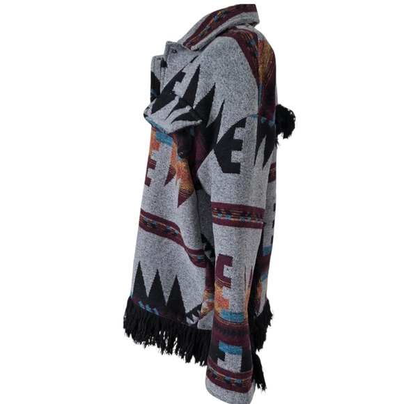 Lucky & Blessed Southwest Print Western Fringe Jacket, Size Small - Picture 2 of 9